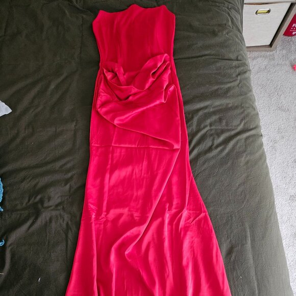 Red Satin Corset Dress, Size Small - Picture 4 of 4